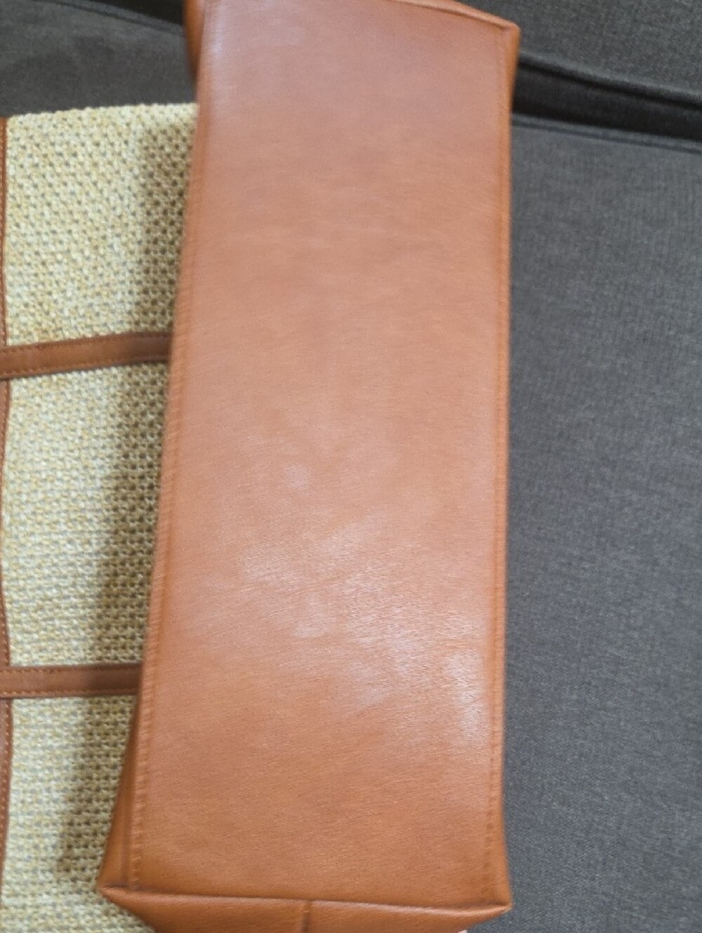 Talbots Natural Woven Tote with Brown Trim - Picture 10 of 13